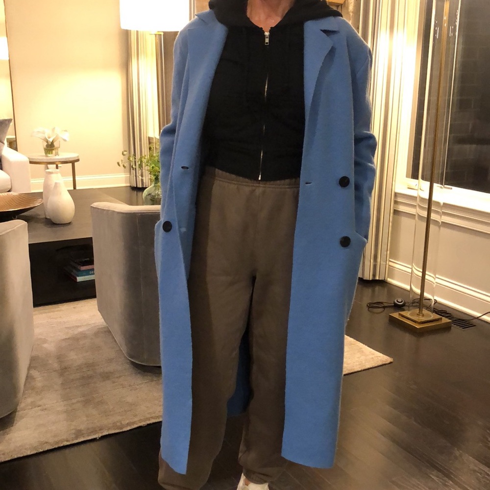 Wool Blend. Soft Blouce Blue Two Button. Pockets.… - image 2